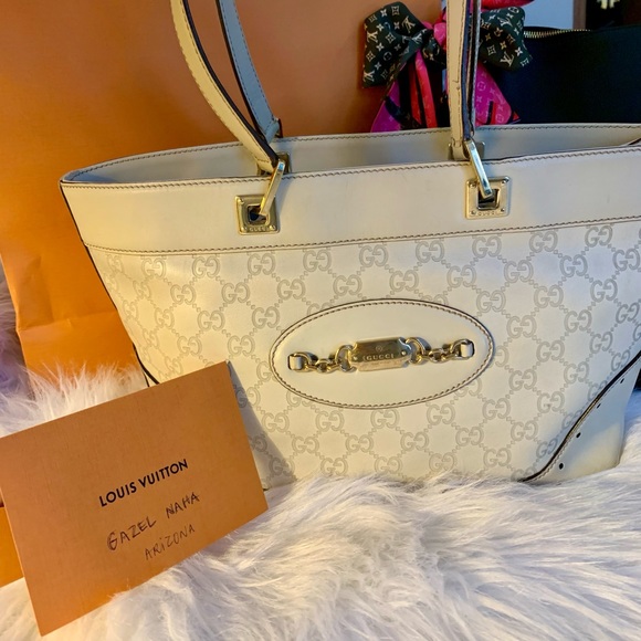 Gucci Handbags - Gucci Guccissima Off White Leather Gg‎ Canvas Tote